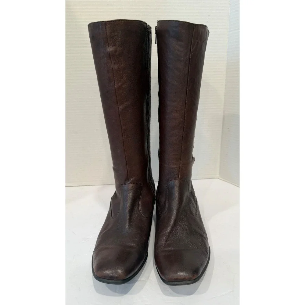B O C by Born Brown Leather Mid-Calf Low Heeling Riding Boots Sz 8.5
